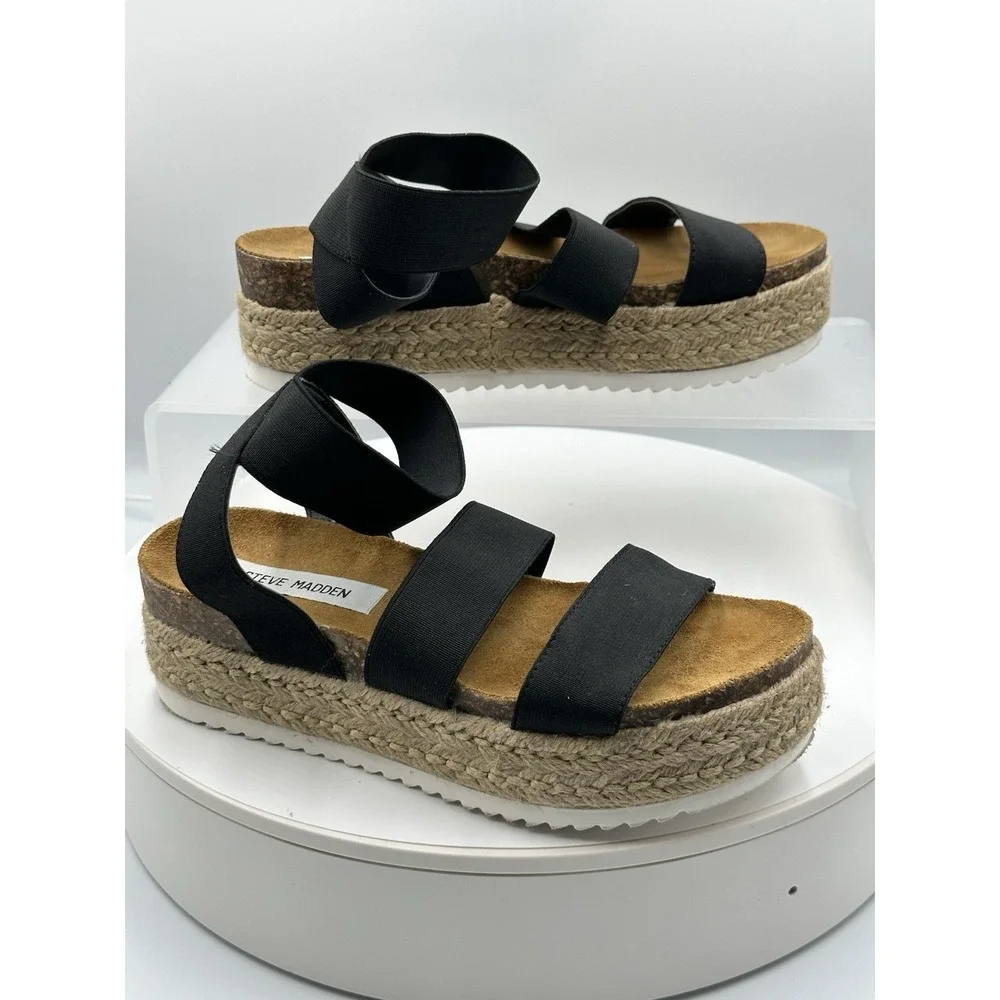 Steve Madden Jaklin Platform Espadrille‎ Sandals Women's Sz 7M Costal Comfy